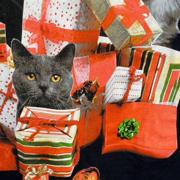 Dec. 25th Womens CAT CHRISTMAS Top Sz XXXL 3X Short Sleeve Ugly HOLIDAY T-shirt - Picture 3 of 12